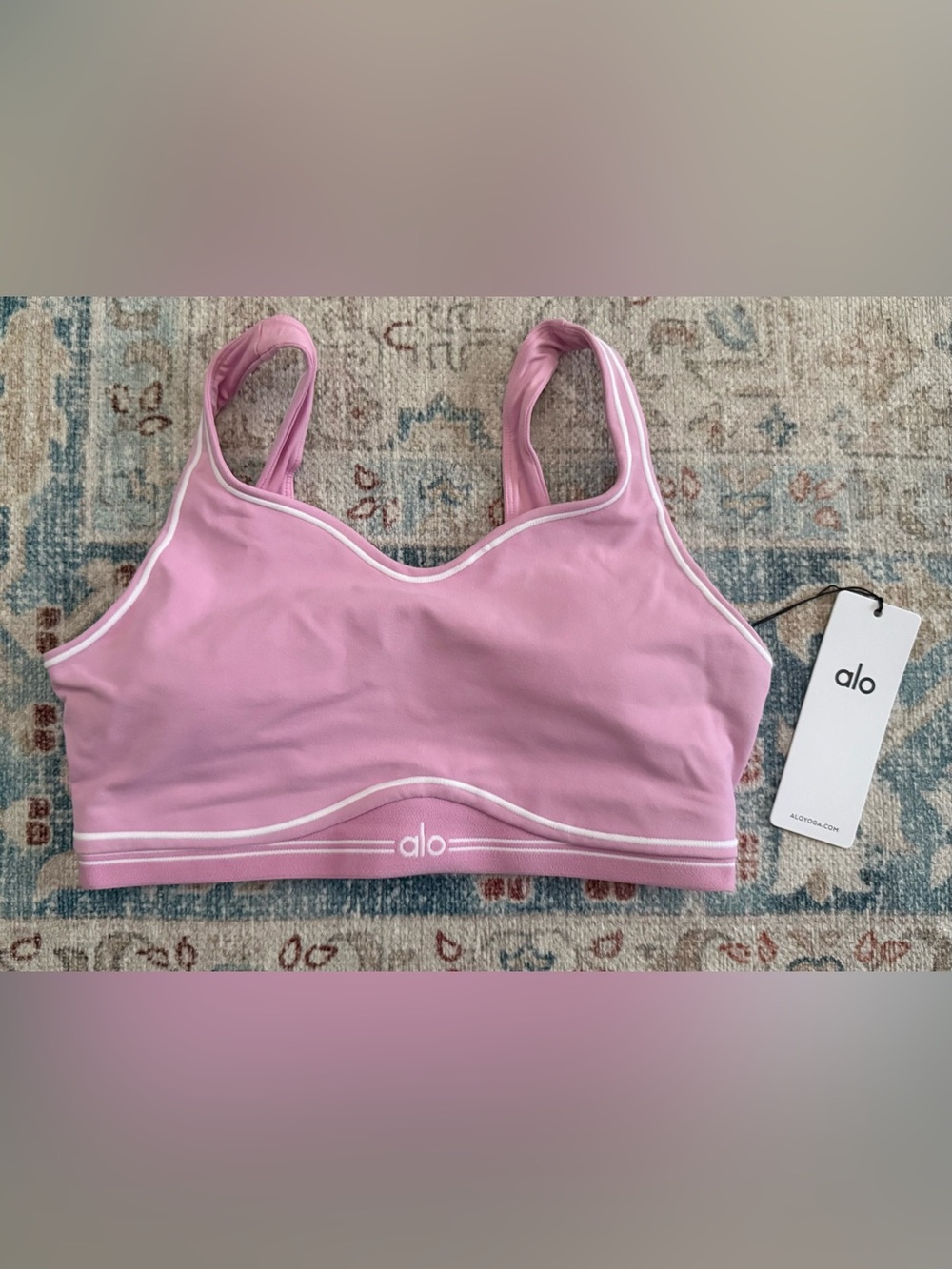 Alo Airbrush Heart Throb Bra Sweet Pink/White L